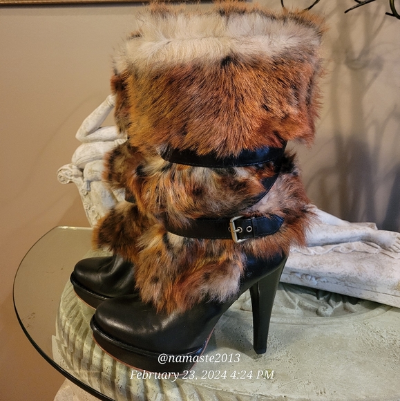 Ugg Foxly Leather Lamb Fur Boots Platform Luxury Designer S/N 1001320 NEW #728 - Picture 9 of 17